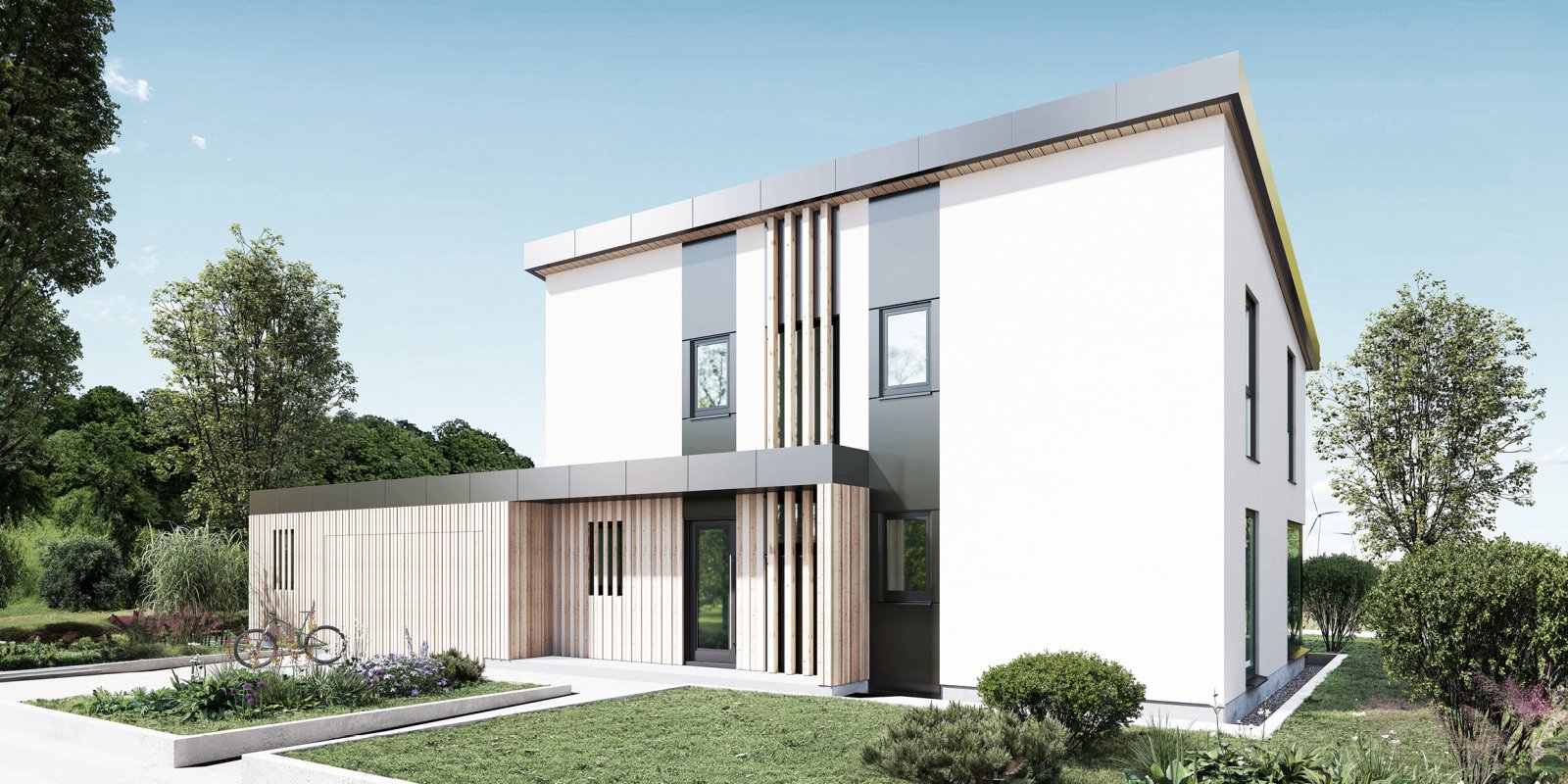 Einfamilienhaus mit Pultdach im Landkreis Schwäbsich Hall Holzbau KFW40