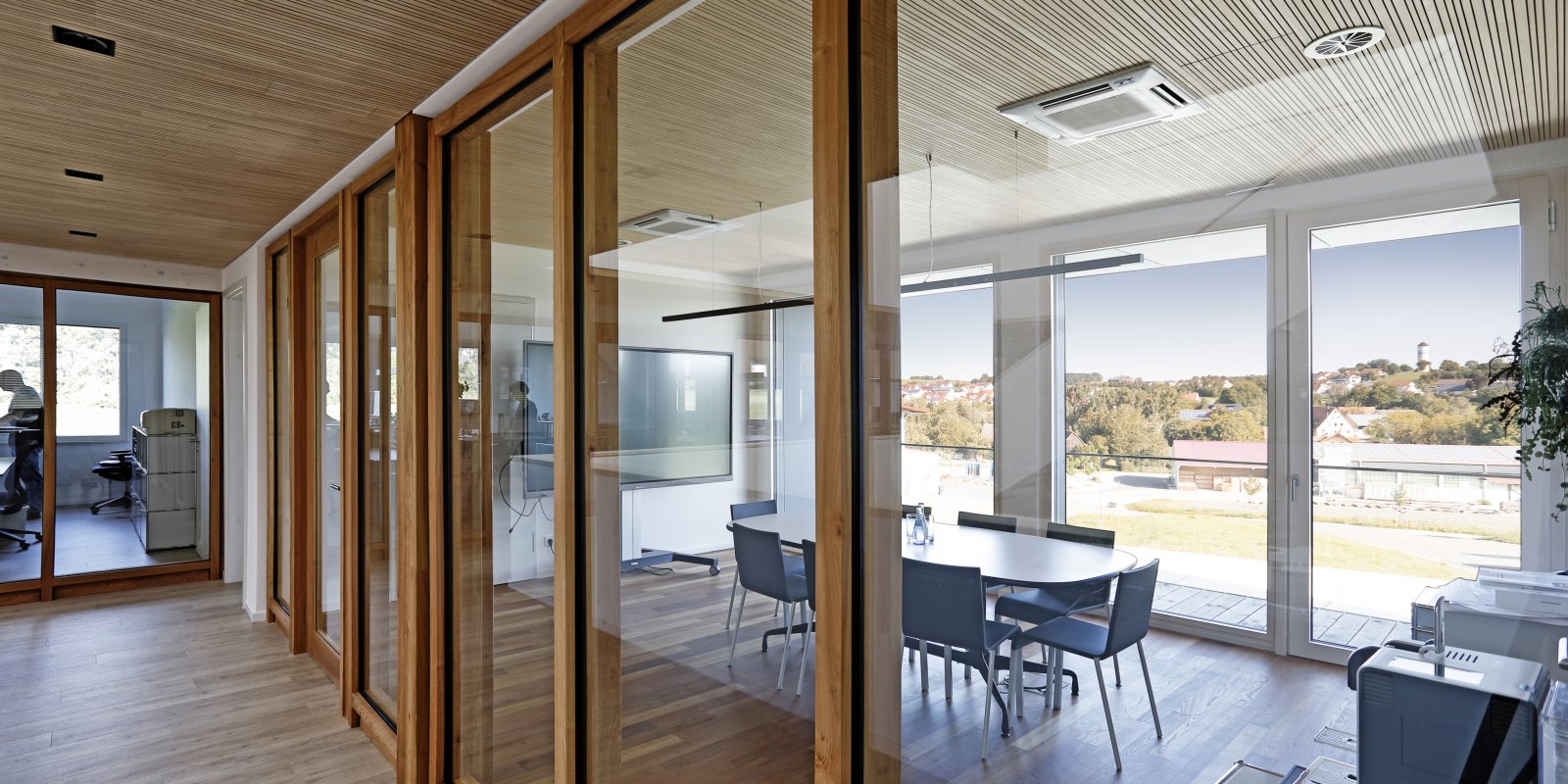 Büroinnenraum Holzbau KFW40 QNG in Satteldorf Gröningen 