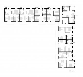 Grundriss Mehrfamilienwohnhaus im geförderten Wohnbau für die GWG Schwäbisch Hall