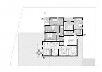 Grundriss 2 Mehrfamilienhäuser Holzbauweise in Satteldorf - KFW40