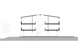 Schnitt Bürogebäude Holzbau KFW40 QNG in Satteldorf Gröningen 