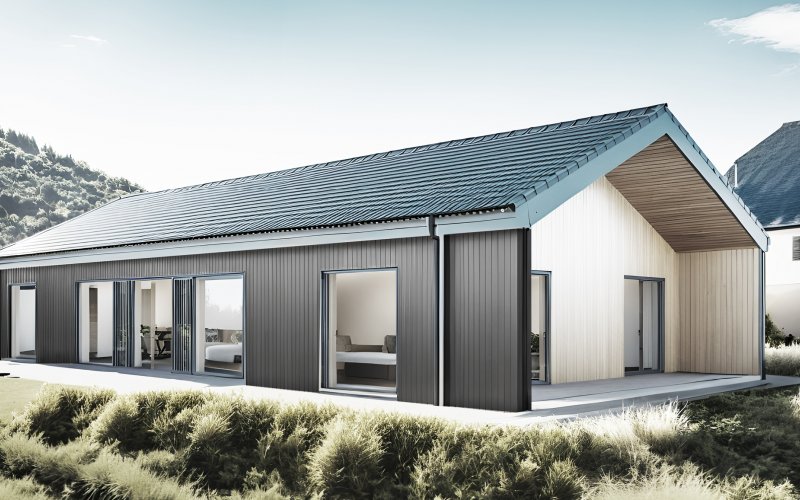 Einfamilienhaus-Bungalow in Hohenlohe Holzbauweise KFW40
