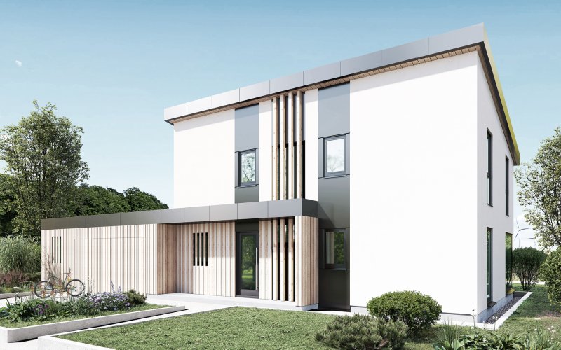 Einfamilienhaus mit Pultdach im Landkreis Schwäbsich Hall Holzbau KFW40