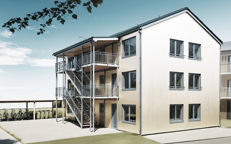 Holzhybrid Anschlussunterkunft für die Stadt Wernau KFW40