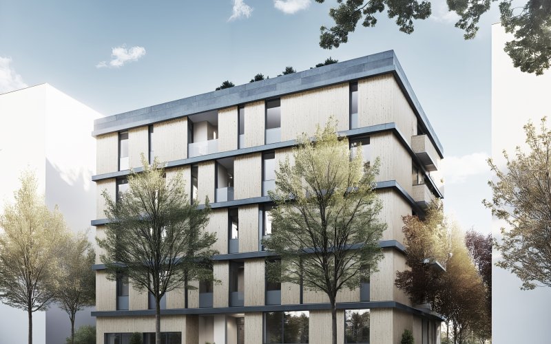 Mehrfamilienhaus für Heilbronn in Holzbauweise KFW40