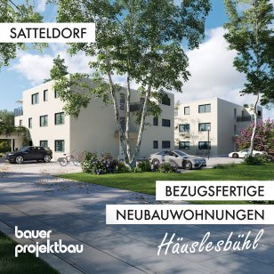 Moderne Wohnanlage mit drei Etagen in ruhiger Lage in Satteldorf, Neubauprojekt von Bauer Projektbau mit Außenanlagen und Parkplätzen.