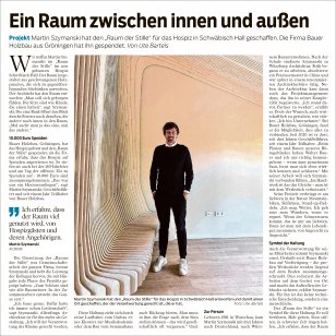 Architekt Martin Szymanski im „Raum der Stille“ des Hospizes Schwäbisch Hall