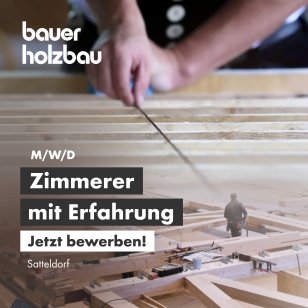 Jetzt bewerben – Zimmerer (m/w/d) bei ihrer Arbeit in der Produktion bei Bauer Holzbau